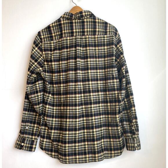 Everlane The Brushed Flannel Shirt Mens Large Brown Yellow Plaid NWT - Picture 2 of 9